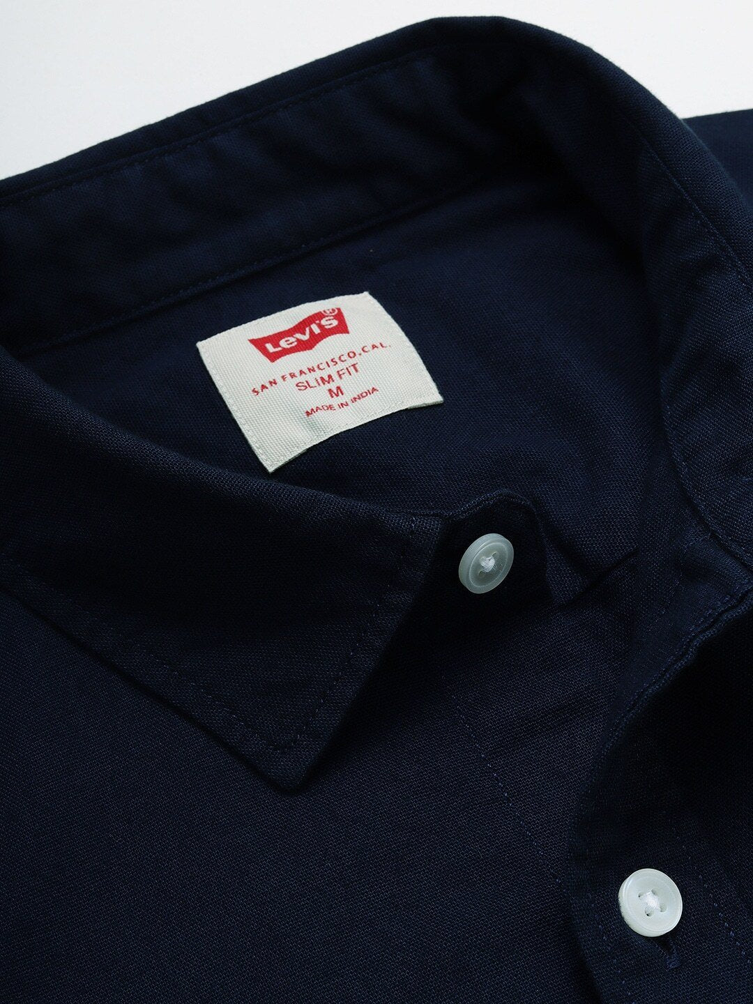 Men Navy Blue Slim Fit Solid Casual Shirt-32907-0093