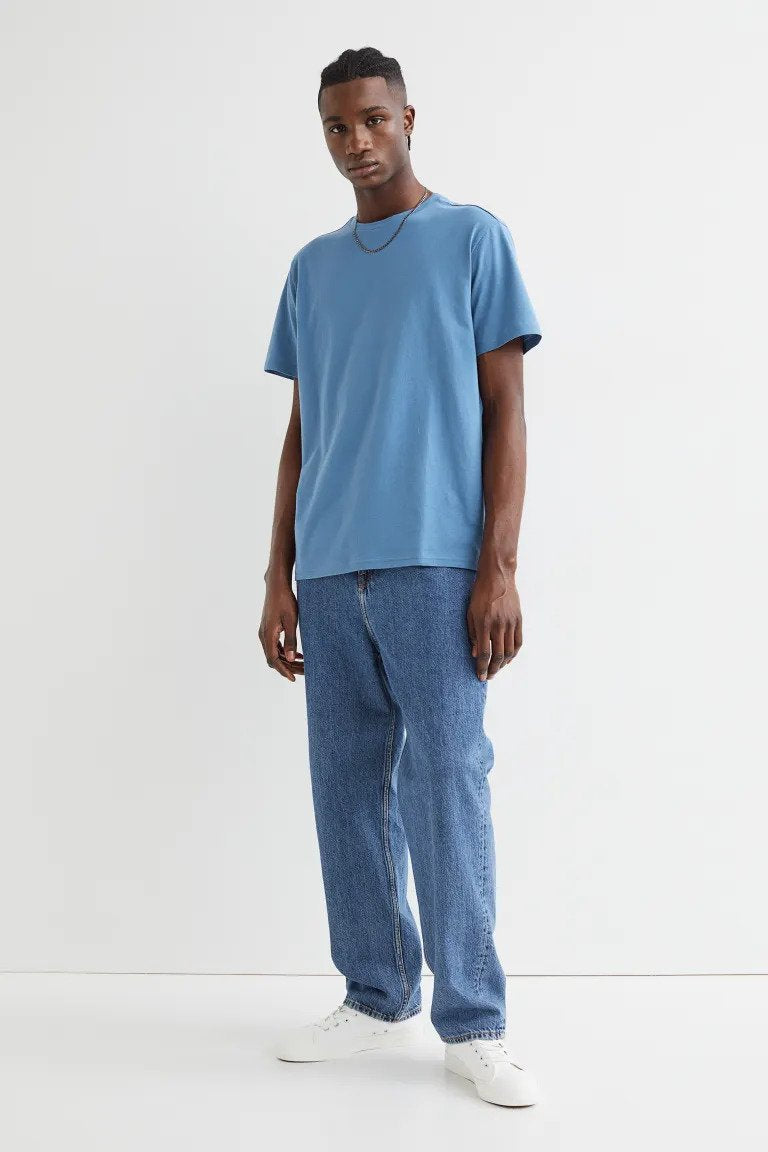 Regular Fit Round-neck T-shirt-Blue-0685816128