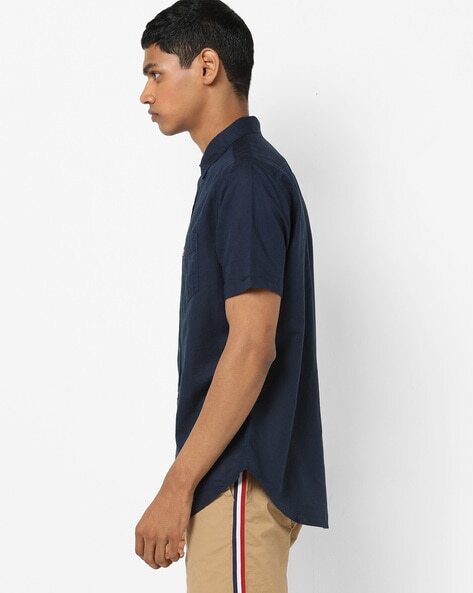Slim Fit Cotton Shirt with Patch Pocket-32908-0065