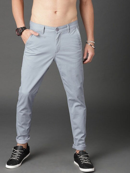 Men Blue Regular Fit Solid Chinos-2290975