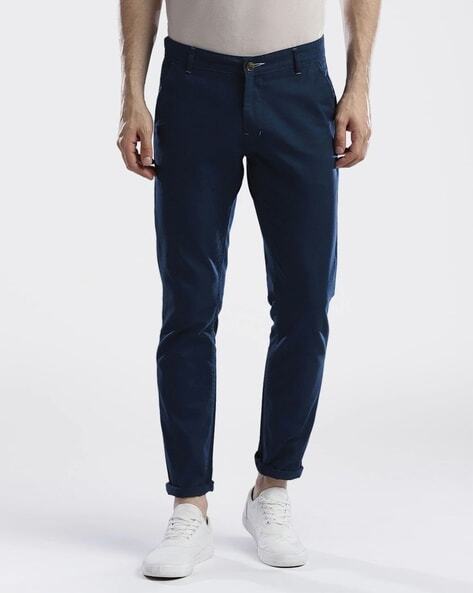 Mid-Rise Slim Fit Trousers-3006