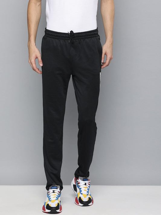 Men Black Solid Elevated Slim Fit Track Pants-58313501