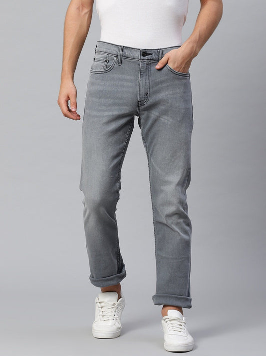 Men Grey 513 Slim Straight Fit Mid-Rise Clean Look Jeans-23677-0186
