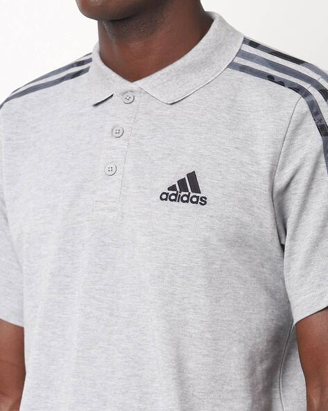 Heathered 3-stripes Polo T-shirt-H18915