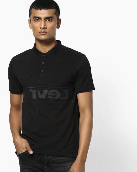 Typographic Brand Print Slim Fit Polo T-shirt-17465-0119