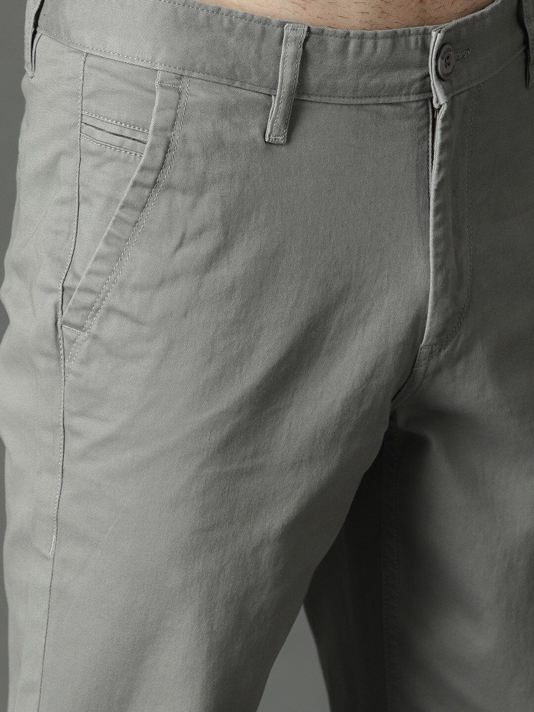 Men Grey Cropped Chinos-6817881