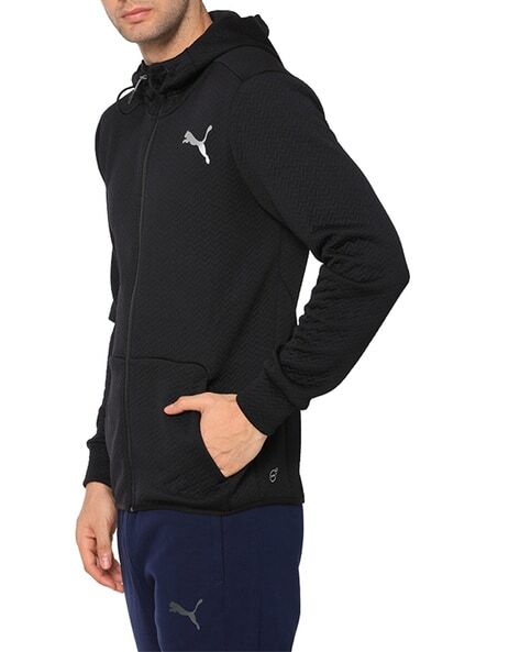 Panelled Hooded Zip-Front Jacket with Split Pockets-51566201