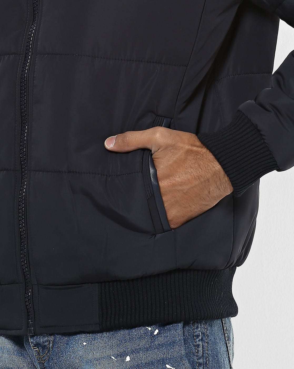 Hooded Panelled Quilted Bomber Jacket-81276-aj