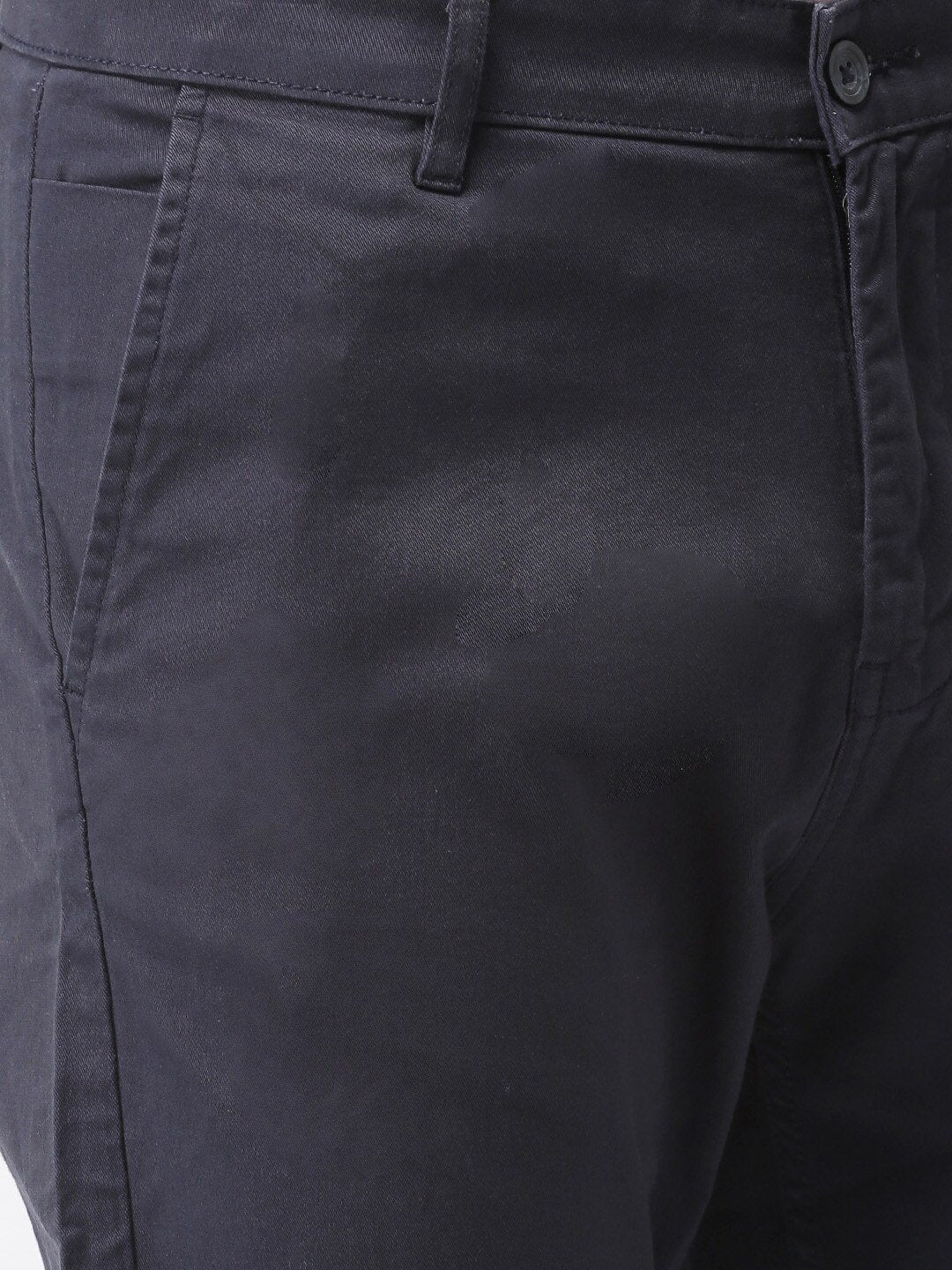 Men Navy Blue Tapered Fit Solid Chinos -HLTR003875