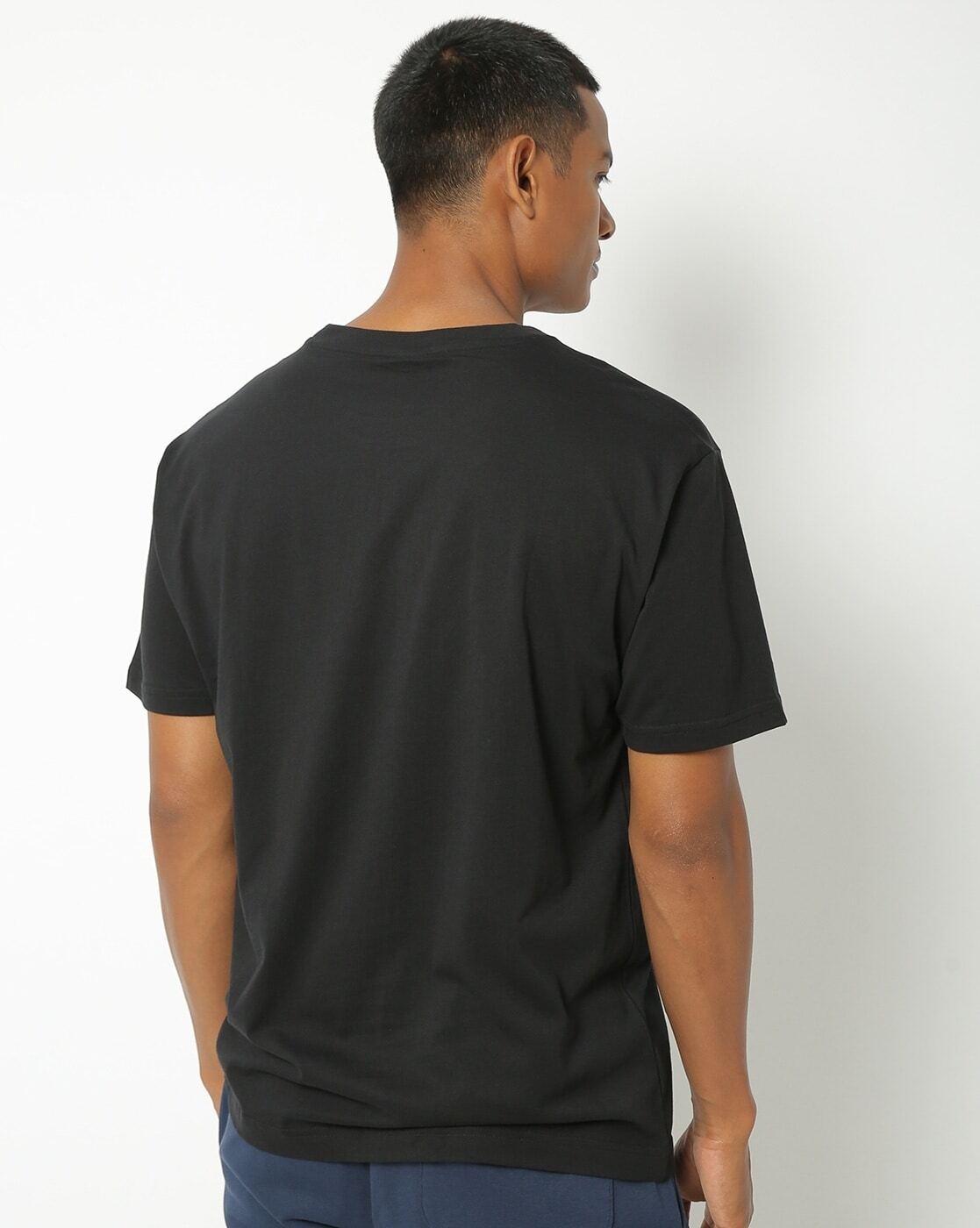 Typographic Brand Print Crew-Neck T-shirt-Mt03581-black