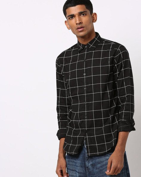Checked Slim Fit Shirt-17658-0083