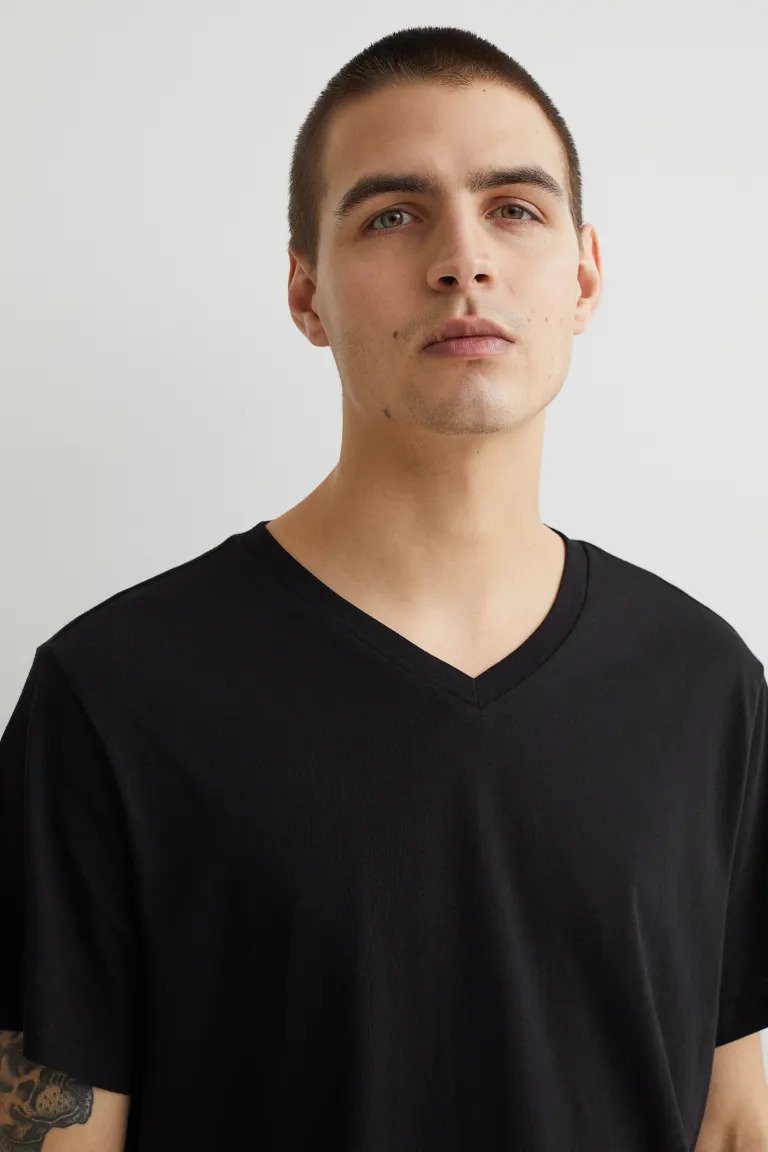 Regular Fit V-neck T-shirt-0763275002