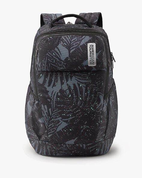 Tropical Print Backpack-AMT CRONE BLACK