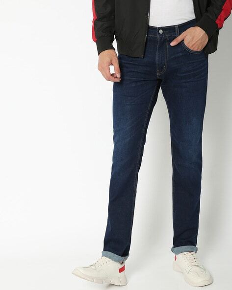 Washed Slim Fit Jeans-65504-0559