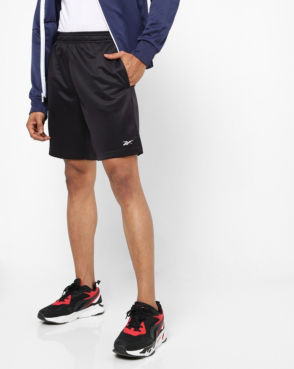 Mid-Rise Shorts with Side Slant Pockets-H57653