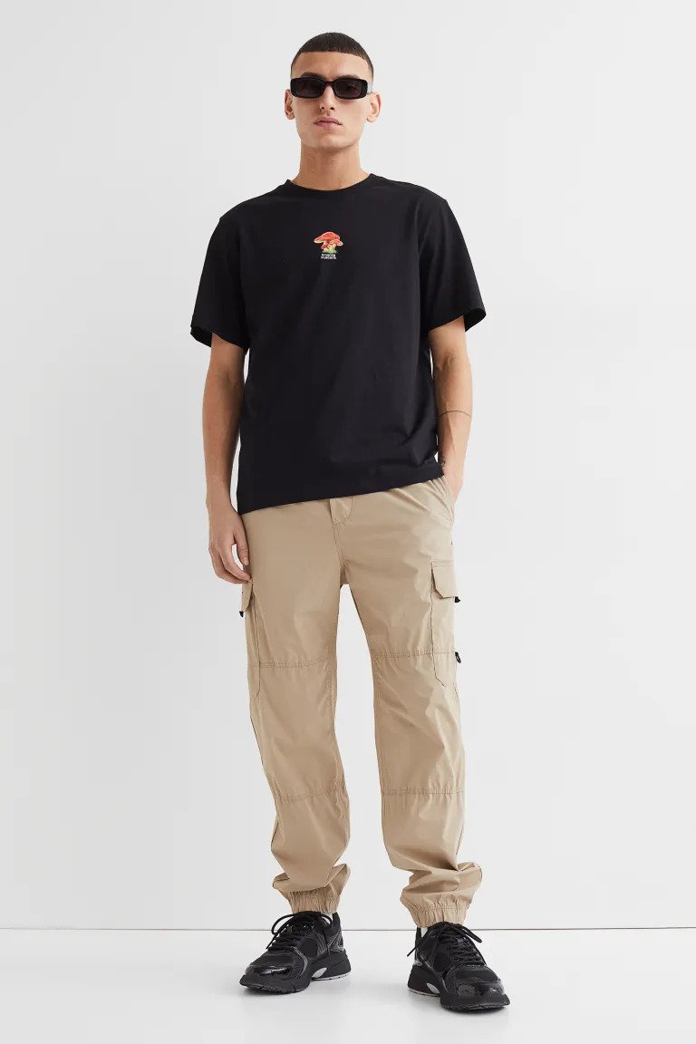 Printed T-shirt-Black/Toadstools-0684021157