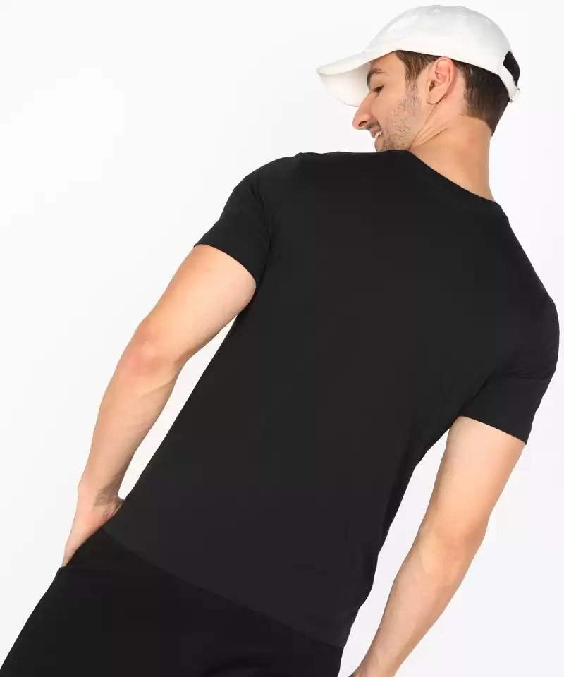Printed Men Round Neck Black T-Shirt-Cz5596-010