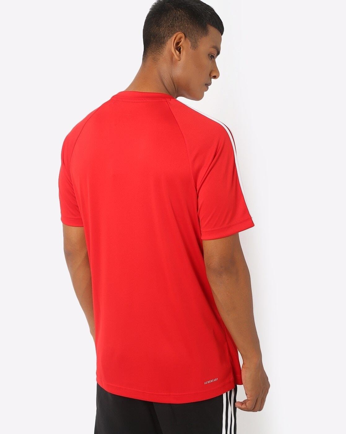 Crew-Neck T-shirt with 3-Stripe Detail-Ha5629