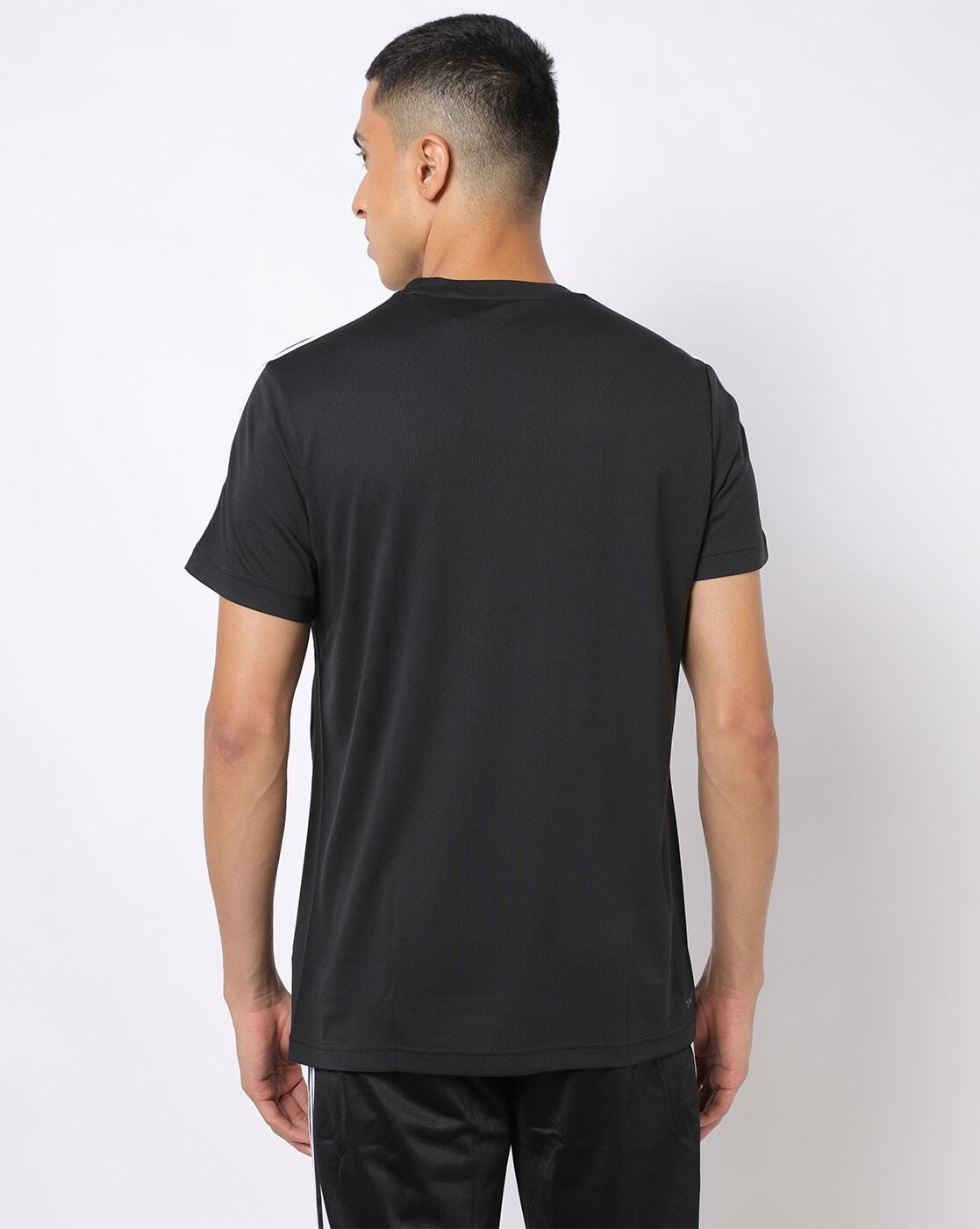 Crew-Neck T-shirt with Striped Taping-Fl0349