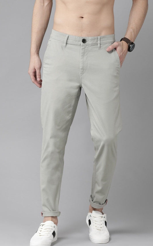 Men Grey Regular Fit Solid Chinos-11354726