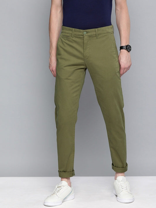 Men Olive Green 512 Slim Tapered Fit Solid Regular Trousers-52288-0003