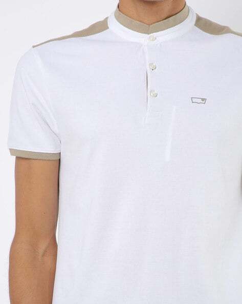 Cotton Polo T-shirt with Contrast Panels-24628-0013