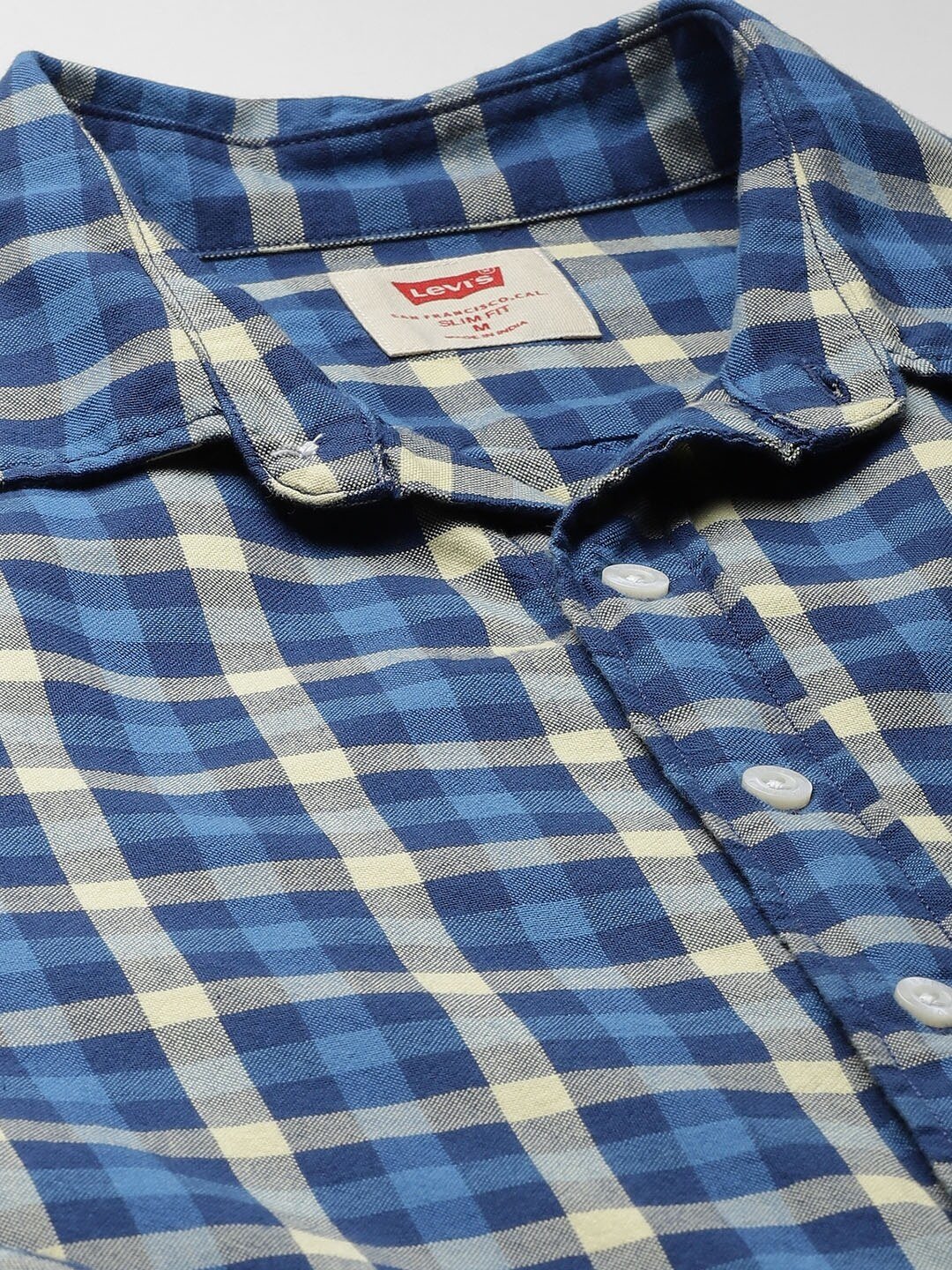 Men Blue & Yellow Pure Cotton Regular Fit Checked Casual Shirt-32907-0155