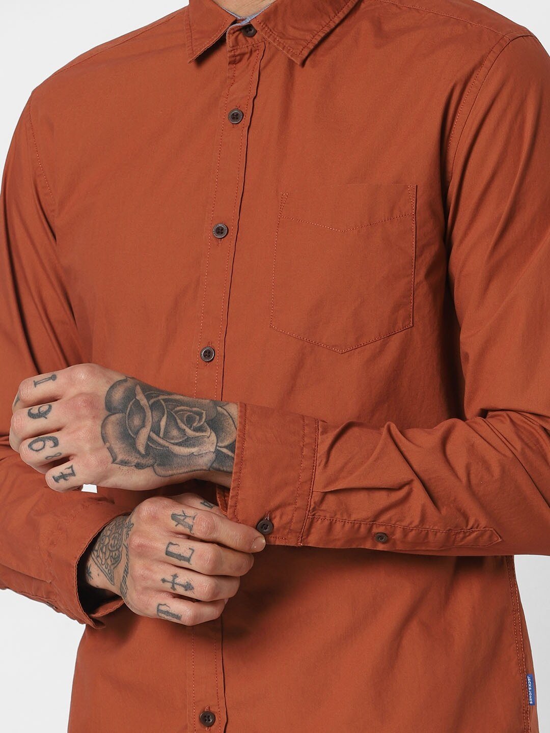 Men Brown Slim Fit Solid Casual Shirt-2081406007 - Discount Store