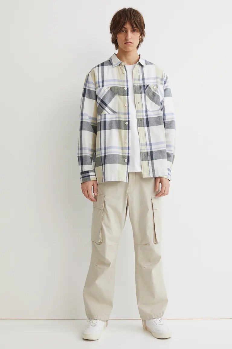 Relaxed Fit Checked shirt-Yellow/Blue-1041072001