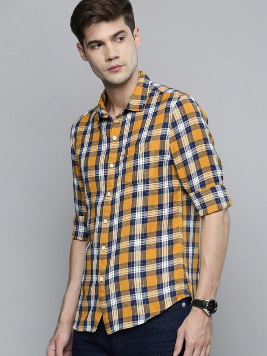 Men Multicoloured Slim Fit Tartan Checks Opaque Checked Casual Shirt-32874-0271