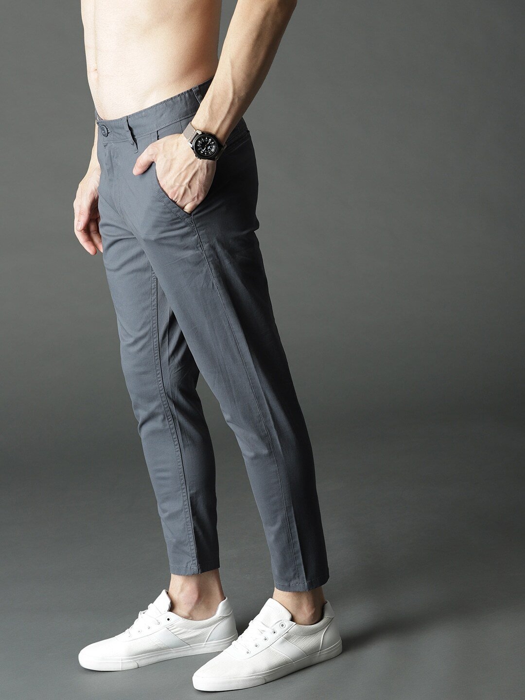 Men Grey Sustainable Trousers-7204204