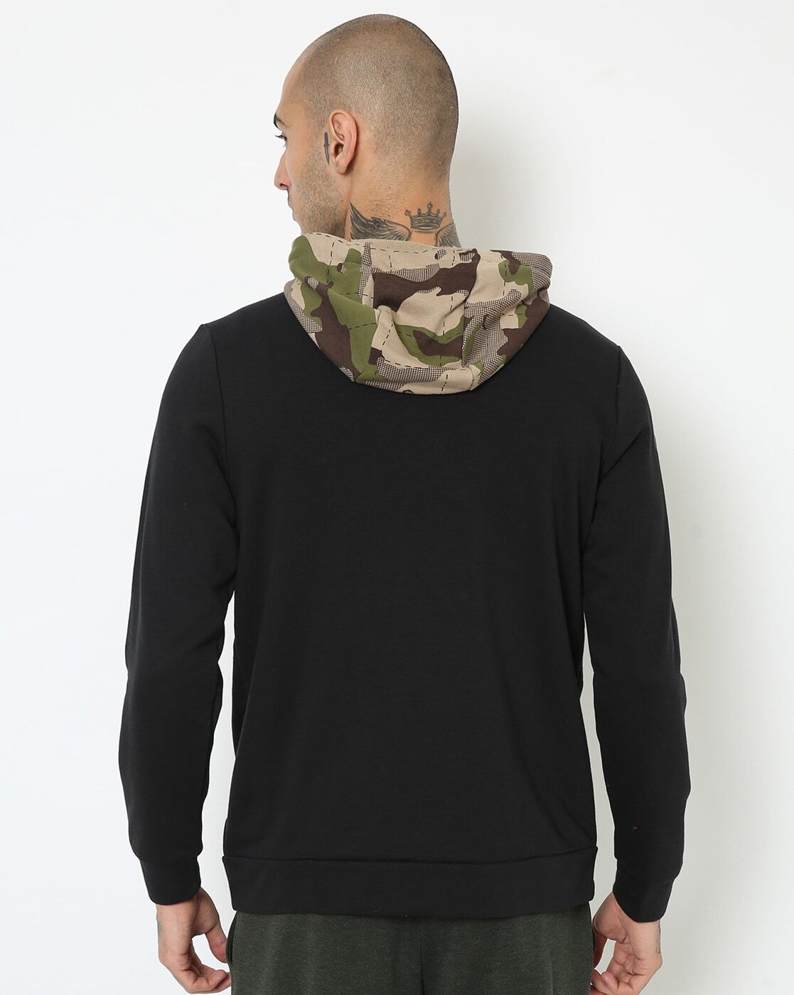 Brand Print Hoodie with Split Kangaroo Pockets-Dd1734-010
