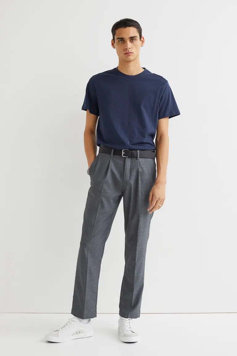 Regular Fit Round-neck T-shirt-Dark blue--0685816078