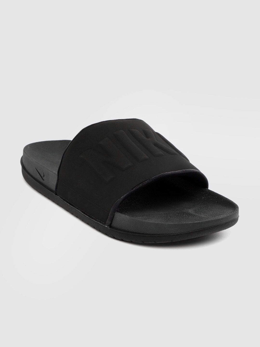 Men Black Textured Sliders-Bq4639 003