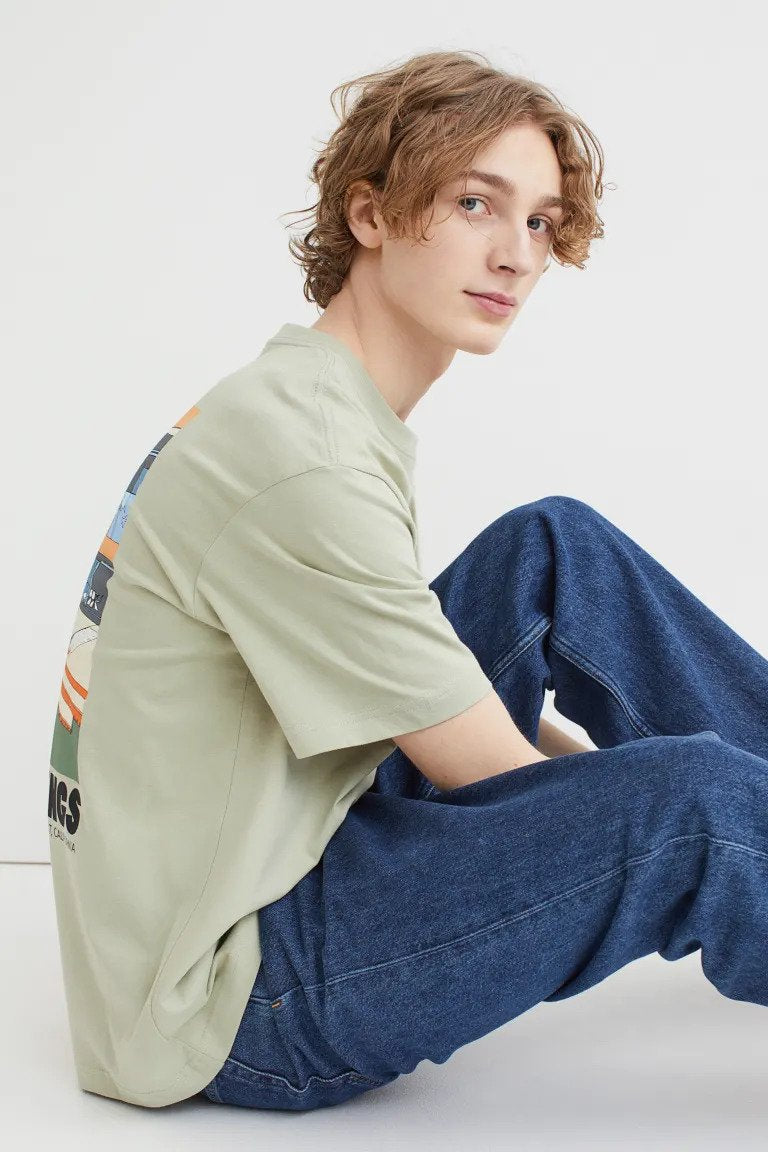 Relaxed Fit Cotton T-shirt -Pistachio green/Palm Springs-1034650005