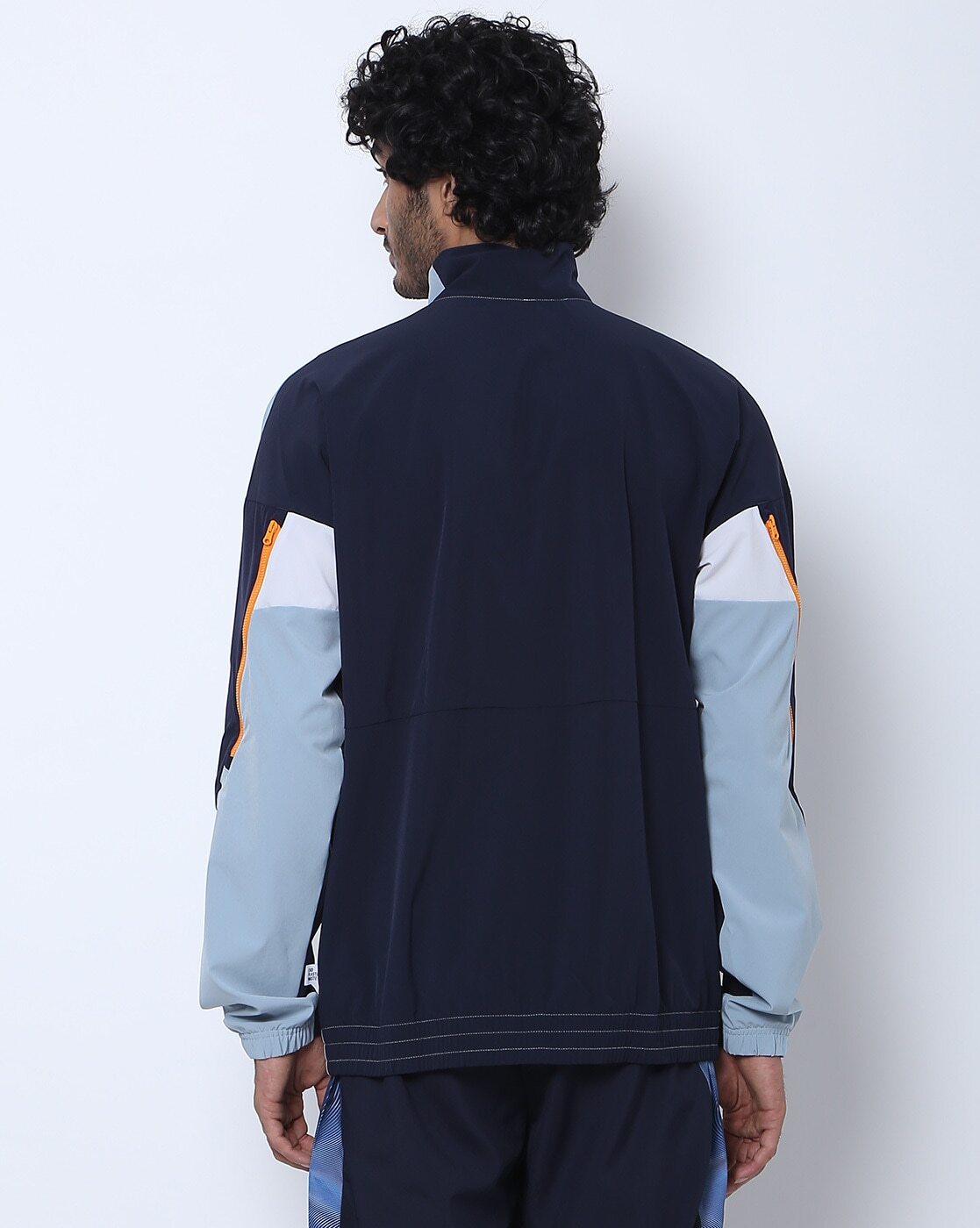 Colourblock Jacket with Band Collar-H67002