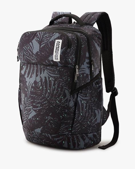 Tropical Print Backpack-AMT CRONE BLACK