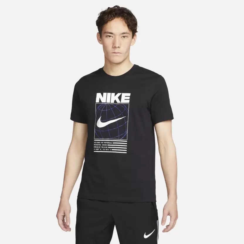 Dri-FIT Men Typography Round Neck Black T-Shirt-dr1266-010