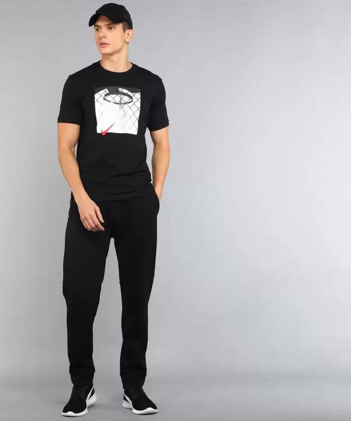Men Printed Round Neck Black T-Shirt-dr1280-010