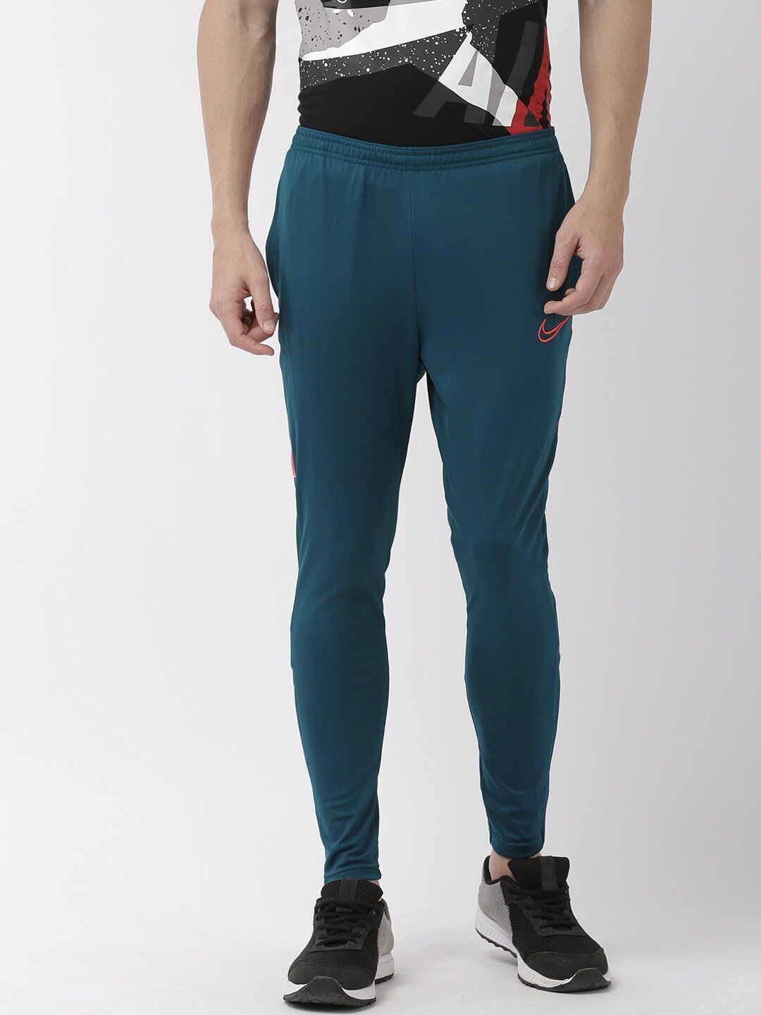 Men Teal Blue Straight Fit AS M NK DRY ACDMY Dri-Fit Solid Football Track Pants