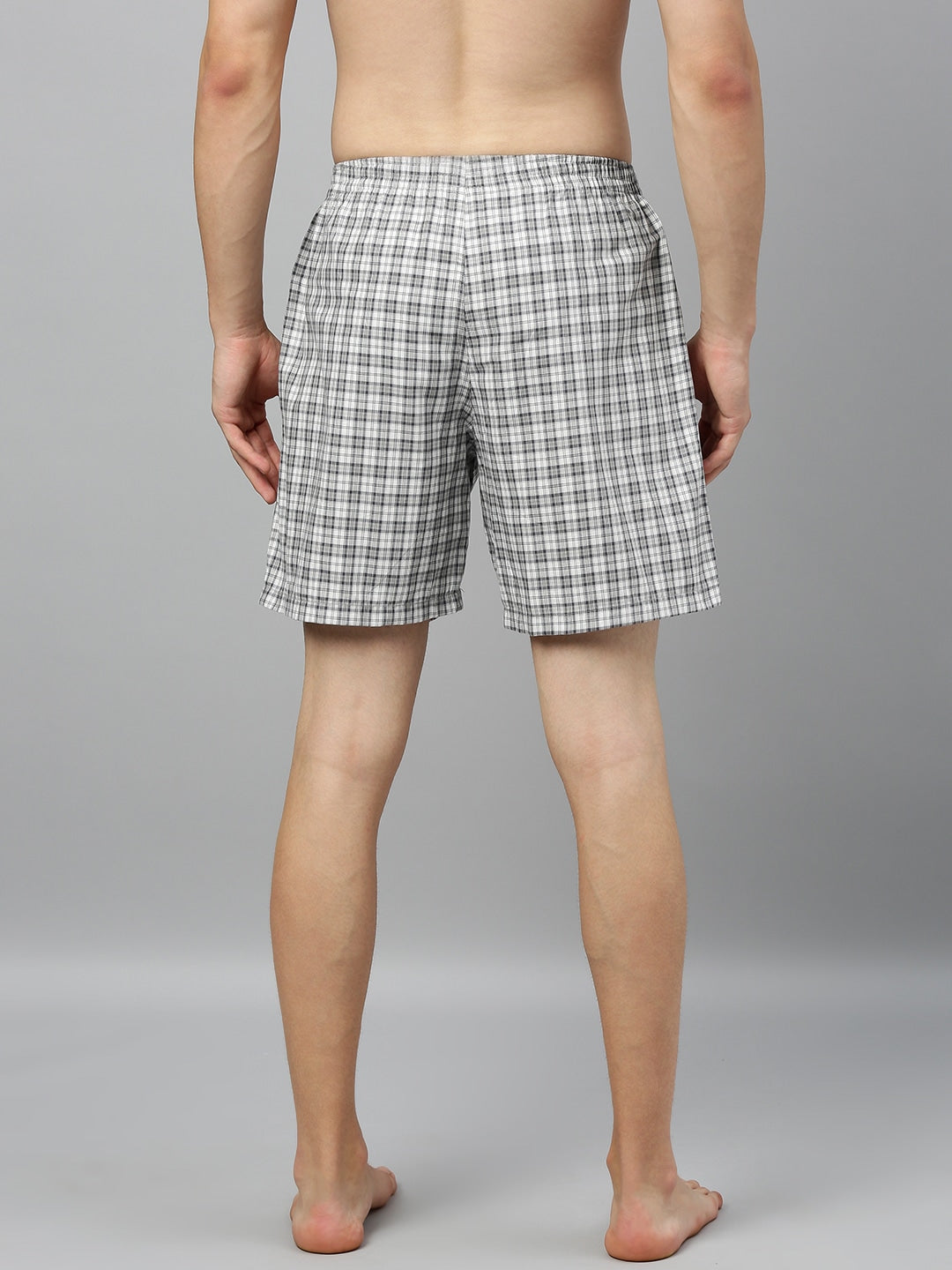 Men Off-White & Grey Checked Boxers STYLE-024A BLACK/WHITE-300 ls-024