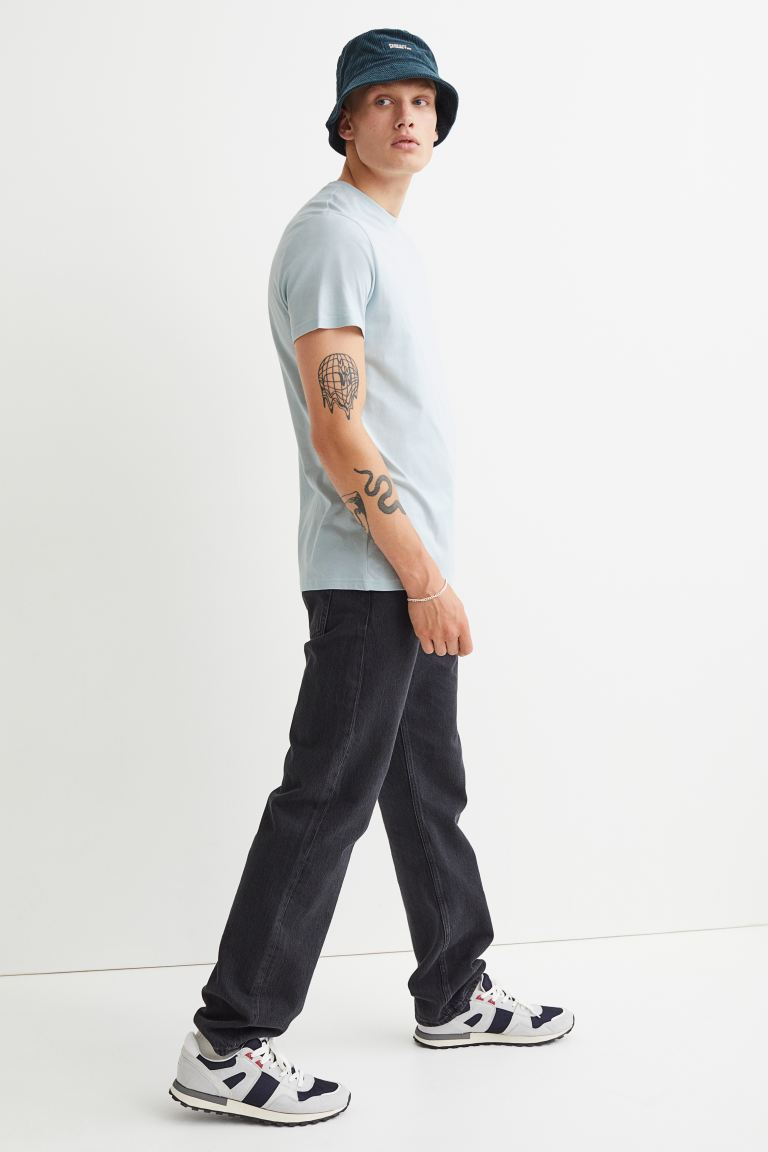 Round-neck T-shirt Regular Fit-Light blue-0685816098