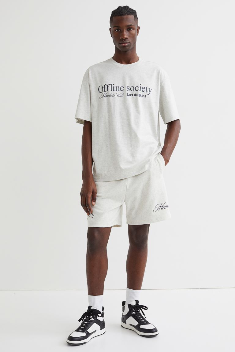 Relaxed Fit Printed T-shirt-Grey marl/Offline Society-1015302012