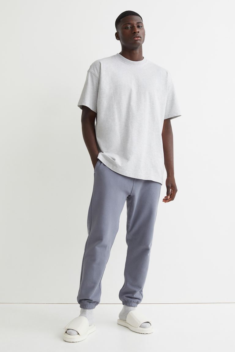 Oversized Fit Cotton T-shirt-(Light grey marl)1003570008