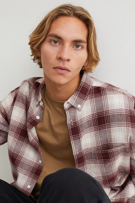 Regular Fit Flannel shirt-Red/White-0996265001