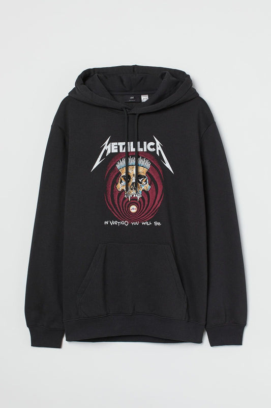 Printed hoodie-Black/Metallica-0946470005