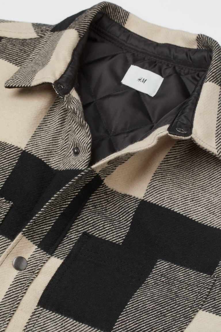 Padded overshirt-Light beige/Black checked-0996262004