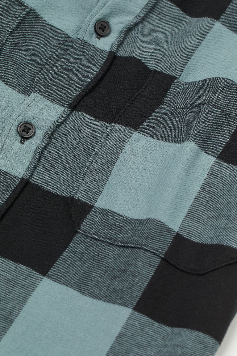 Regular Fit Flannel shirt-Turquoise/Black-0964269 006a