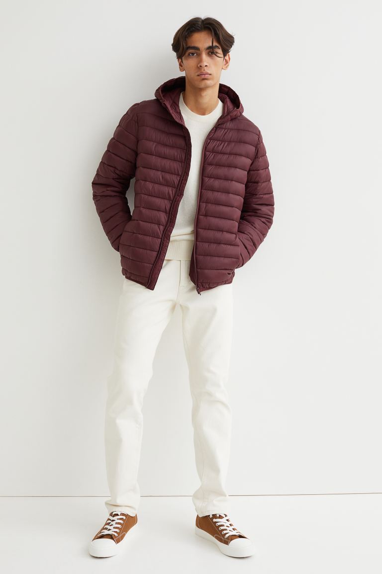 Lightweight puffer jacket-maroon-0807005014