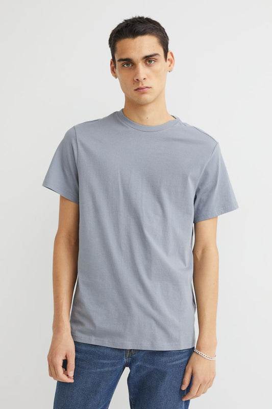 Regular Fit Round-neck T-shirt-Grey-0685816120